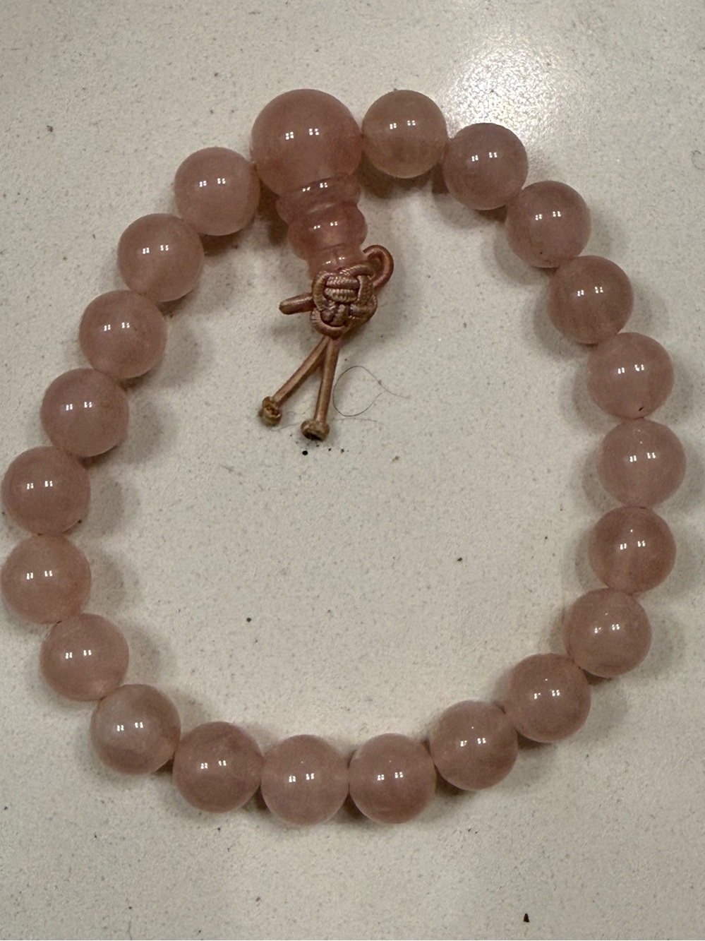 Rose Quartz Gemstone Bead Bracelet Pink Round Beads Adjustable Closure
